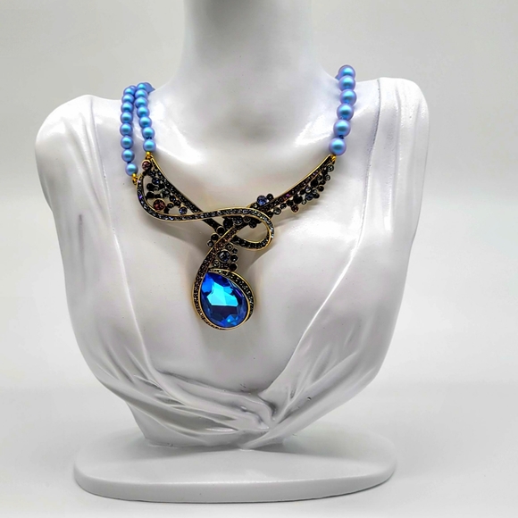 Heidi Daus Multicolor Swarovski Crystal Tears of Joy Necklace w Iridescent Pearl - Picture 4 of 12